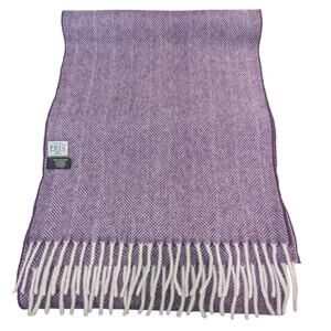 PRIA Lanificio Alfredo Biella Purple Herringbone Wool Fringe Scarf